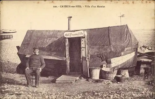 Ak Cayeux sur Mer Somme, Haus eines Fischers, Boot