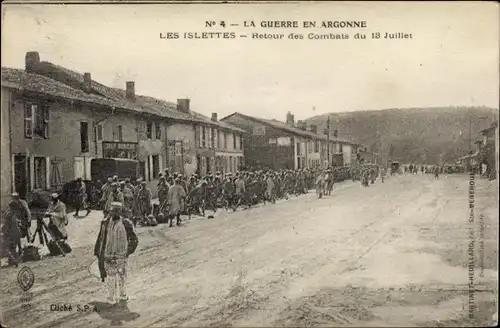 Ak Les Islettes Meuse, Französische Soldaten nach der Schlacht