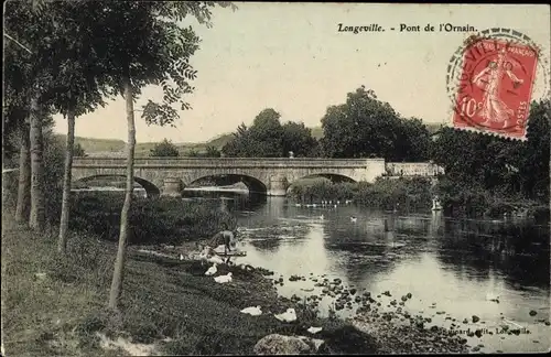 Ak Longeville en Barrois Meuse, Brücke, Flusspartie