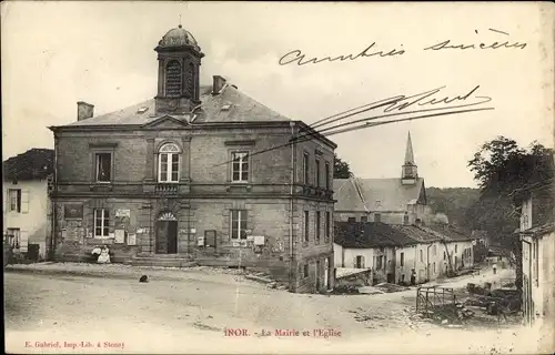Ak Inor Meuse, Rathaus, Kirche