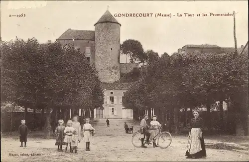 Ak Gondrecourt Meuse, Turm, Promenade, Fahrrad