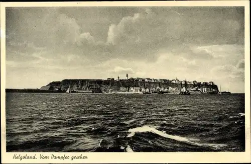 Ak Nordseeinsel Helgoland, Panorama vom Dampfer aus gesehen