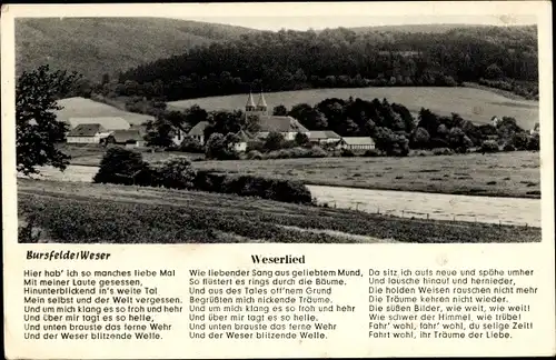 Ak Bursfelde Hann. Münden in Niedersachsen, Panorama, Weserlied