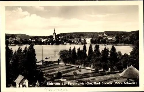 Ak Buckow in der Märkischen Schweiz, Blick von der Ferdinandshöhe, Kirche