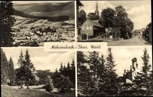 Ak Möhrenbach Ilmenau in Thüringen, Panorama, Straßenpartie, Wald