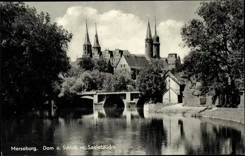 Ak Merseburg an der Saale, Dom, Schloss, Saalebrücke