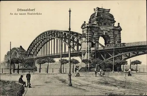 Ak Düsseldorf am Rhein, neue Rheinbrücke