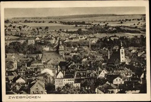 Ak Zweibrücken in Rheinland Pfalz, Totalansicht