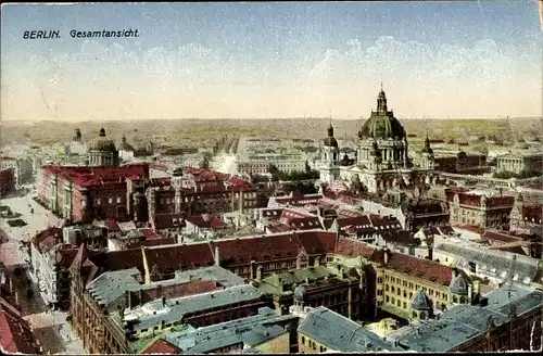 Ak Berlin Mitte, Gesamtansicht, Schloss, Dom