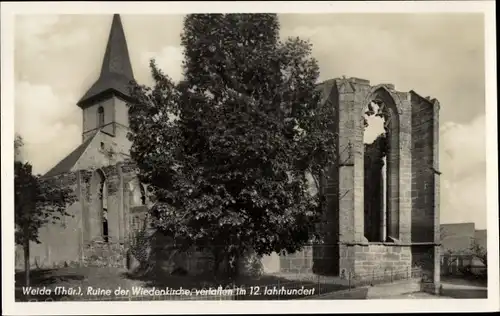 Ak Weida in Thüringen, Ruine der Wiedenkirche