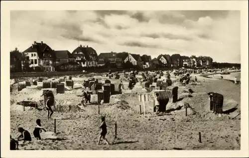 Ak Ostseebad Warnemünde Rostock, Strandpartie, Standkörbe