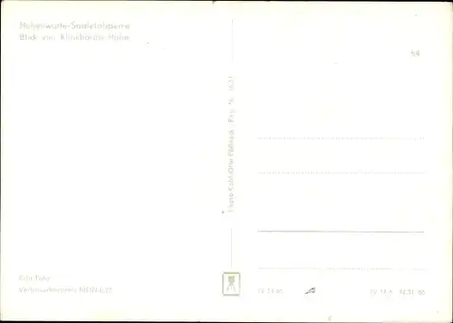 Ak Hohenwarte Thüringen, Hohenwarte-Talsperre, Blick von Klinkhardts Höhe