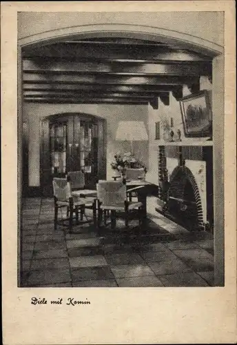 Ak Böhlitz Ehrenberg Leipzig in Sachsen, Diele mit Kamin, Ferienheim Carlsfeld-Weitersglashütte