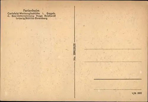 Ak Böhlitz Ehrenberg Leipzig in Sachsen, Diele mit Kamin, Ferienheim Carlsfeld-Weitersglashütte