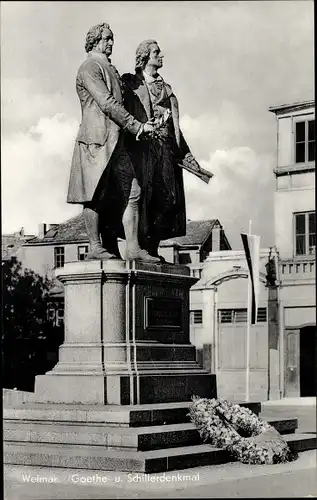 Ak Weimar in Thüringen, Goethe- und Schillerdenkmal