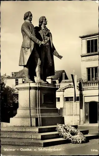 Ak Weimar in Thüringen, Goethe- und Schillerdenkmal