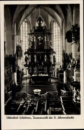 Ak Salzelmen Schönebeck an der Elbe, Innenansicht der St. Johanniskirche