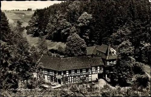 Ak Quirla Roda Stadtroda in Thüringen, Weihertalmühle, Luftbild