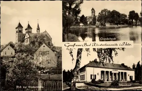 Ak Bad Klosterlausnitz in Thüringen, Klosterkirche, Gondelteich, Moorbad