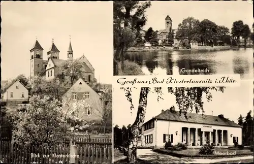 Ak Bad Klosterlausnitz in Thüringen, Klosterkirche, Gondelteich, Moorbad