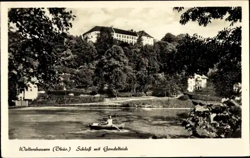 Ak Waltershausen in Thüringen, Schloss mit Gondelteich