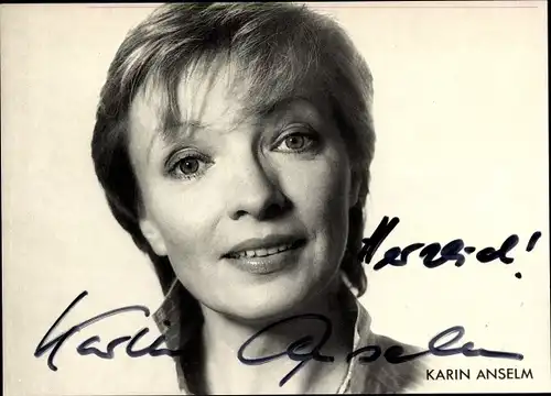 Ak Schauspielerin Karin Anselm, Portrait, Autogramm