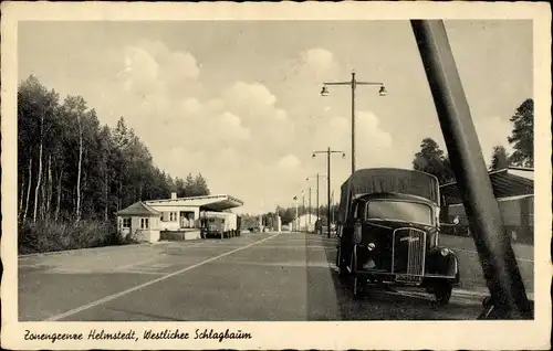 Ak Helmstedt in Niedersachsen, Westlicher Schlagbaum, Zonengrenze