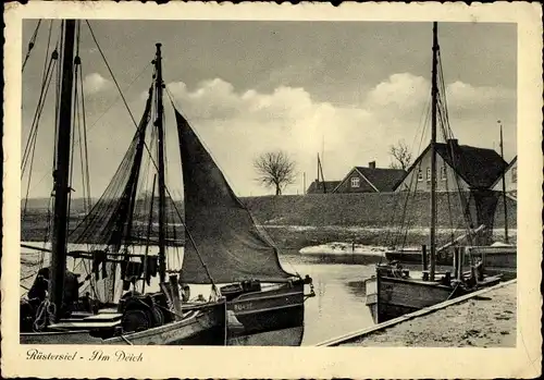 Ak Rüstersiel Wilhelmshaven an der Nordsee, Partie am Deich