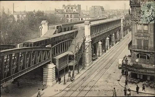 Ak Paris X., Metropolitan, Boulevard de la Chapelle