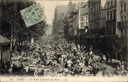 Ak Paris, Les Halles um 6 Uhr morgens