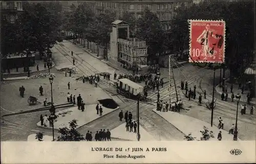 Ak Paris VIII., Der Sturm vom 15. Juni, Place Saint Augustin