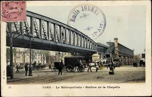 Ak Paris XVI Passy, Metropolitan, Station de la Chapelle