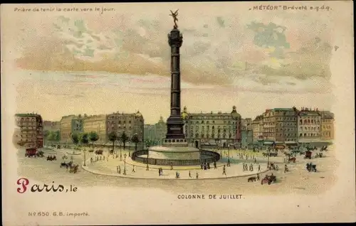 Haltgegendaslicht Litho Paris XI., Juli-Kolumne