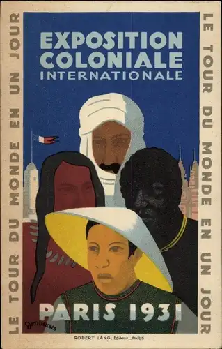 Künstler Ak Internationale Kolonialausstellung Paris 1931, An einem Tag um die Welt