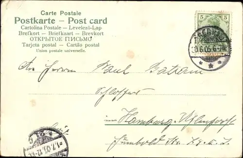 Litho Turner mit Fahne, Eingangstor, Turnfest