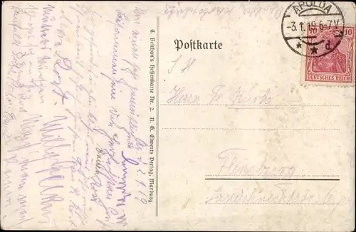 Ak Liebespaar beim Küssen, Hessische Tracht