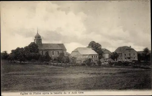 AK Plaine Vosges, Kirche, nach der Schlacht vom 14. August 1914