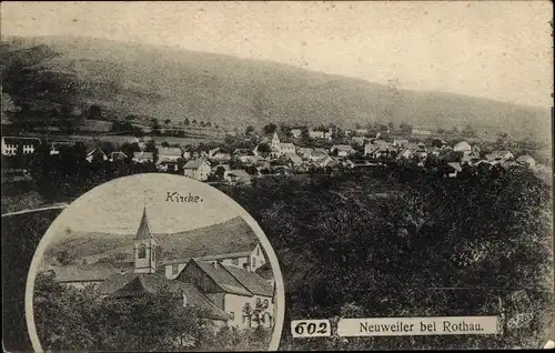 Ak Neuwiller lès Saverne Neuweiler Elsass Bas Rhin, Ortspanorama, Kirche