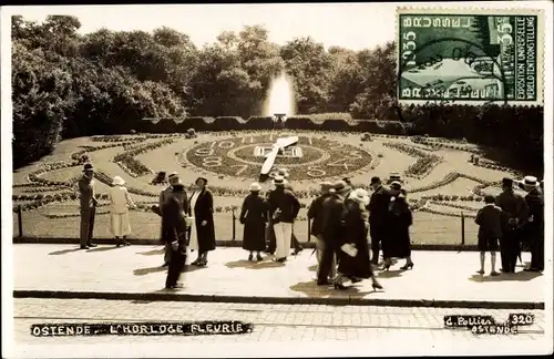Ak Oostende Ostende Westflandern, Die Blumenuhr