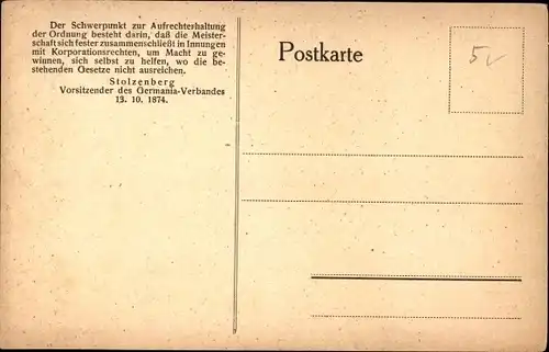 Ak Theodor Stolzenberg, Vorsitzender Germania Verband 1874, Zentralverband Dt. Bäcker-Innungen