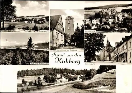 9 alte Ak Stützengrün im Erzgebirge Sachsen, Kuhberg, diverse Ansichten