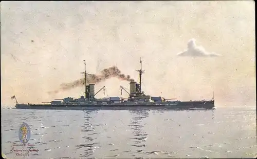 Künstler Ak Lindemann Frommel, Karl, Deutsches Kriegsschiff, SMS Friedrich der Große