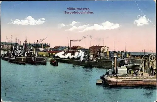 Ak Wilhelmshaven in Niedersachsen, Torpedobootshafen