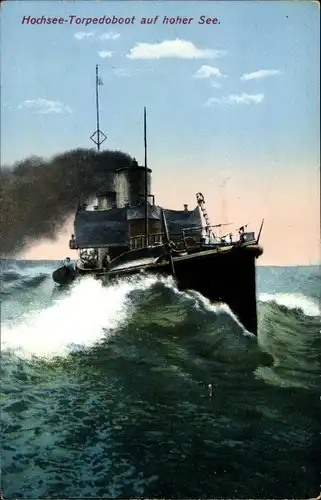 Ak Deutsches Kriegsschiff, Torpedoboot auf hoher See, Kaiserliche Marine