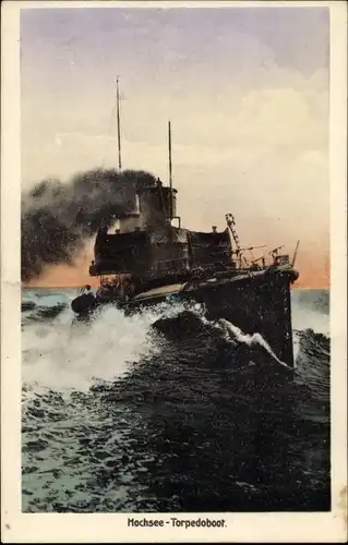 Ak Deutsches Kriegsschiff, Torpedoboot auf hoher See, Kaiserliche Marine