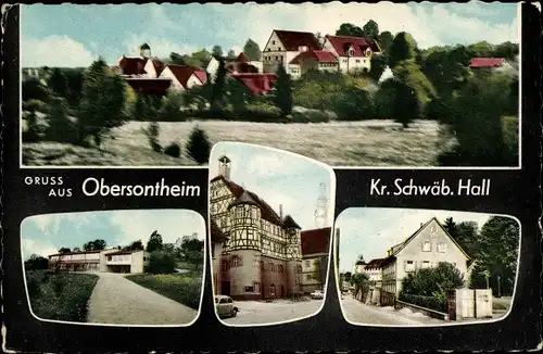 Ak Obersontheim in Württemberg, Straßenpartie, Fachwerkhäuser