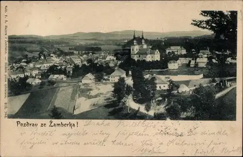 Ak Žamberk Senftenberg Region Pardubice, Totalansicht
