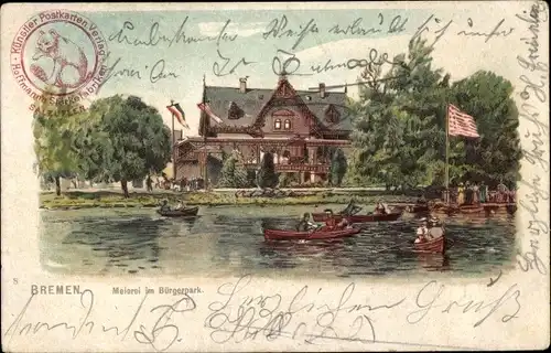 Litho Hansestadt Bremen, Meierei, Bürgerpark, Ruderboote