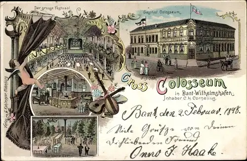 Litho Bant Wilhelmshaven in Niedersachsen, Gasthof Colosseum, Innenansicht