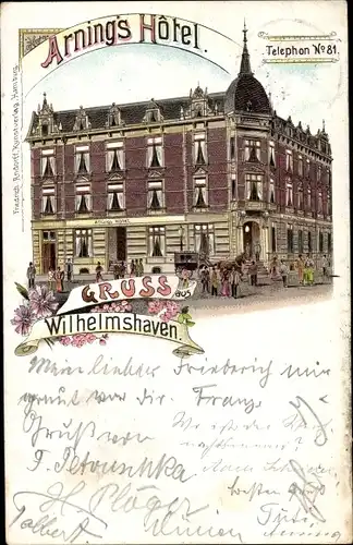 Litho Wilhelmshaven an der Nordsee, Arning's Hotel